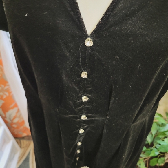 Zara Black Velvet Dress with Buttons - Picture 5 of 7